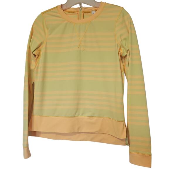 Lululemon Warm Up Crew Womens 4 Running Striped Yellow Yoga Activewear Long Slve - Picture 2 of 16